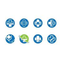 Medical cross icon set in circles vector