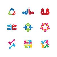 Connected People in Multiple Shapes Business Teamwork Logo Set vector