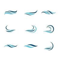 Wave symbol or icon set in blue vector