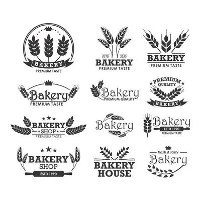 Bakery logo template set with wheat