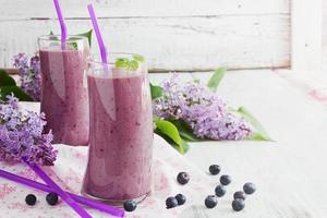 fresh smoothie with blueberries photo