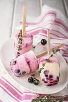 Homemade ice cream with berries blackberry