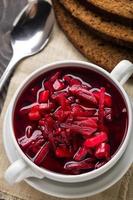 Bowl of red beetroot soup