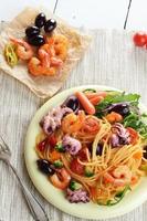 Seafood spaghetti marinara pasta dish photo