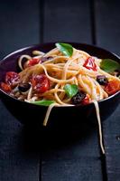 Pasta With Fresh Tomatoes And Olives photo