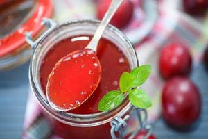 cherry plum jam with a bank