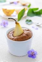 Chocolate muffin with pear photo