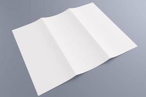 Blank tri fold brochure isolated on grey photo