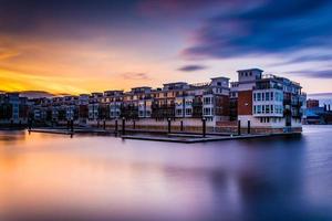 Long exposure at sunset of waterfront condominiums at the Inner photo