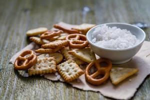 Selection of salty snacks photo