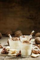 Dessert of white chocolate and walnuts photo