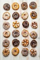 Large group of different donuts