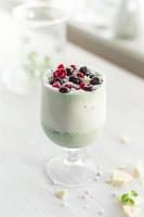 berry fruit and pistache avocado natural ingredient milkshake photo
