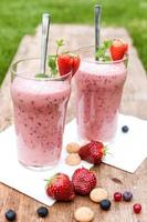 Fruity berry milkshake outdoors
