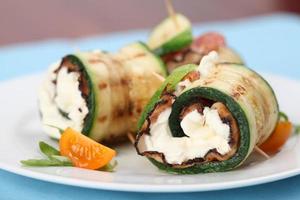 Zucchini rolls with pepper bacon and cheese photo