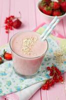Smoothies with strawberries, banana and currant, healthy eating,selective focus