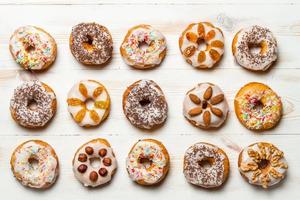 Group of colorfully decorated donuts