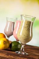 Healthy diet, protein shakes and fruits photo