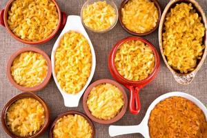 Conceptual above view of cheese macaroni served photo