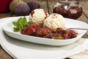 Vanilla ice cream with pickled figs