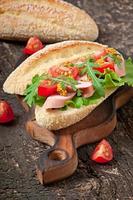 sandwich con chorizo, lechuga, tomate y rúcula foto