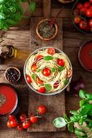 Pasta and tomato soup photo