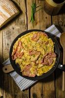 Rustic omelette with famous Prague ham photo