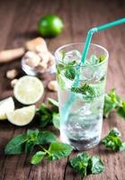 Glass of mojito with ingredients