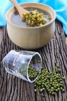 Mung bean boiled in wooden cup or bowl photo