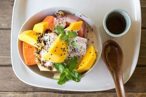 Exotic Fruit Salad with Muesli and Yogurt