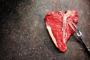 Raw fresh meat T-bone steak photo