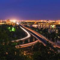road-rail bridge in evening Kiev. Ukraine photo