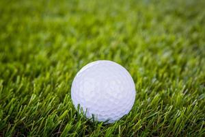 Golf ball on green grass photo
