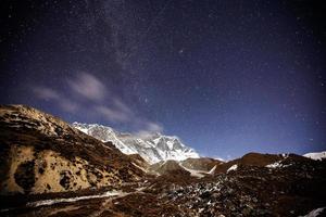 himalaya mountain with star in night time photo