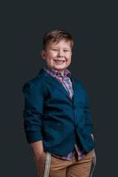 little boy businessman isolated photo