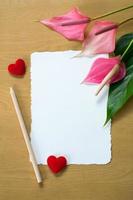 Fresh Anthurium flowers  and blank card