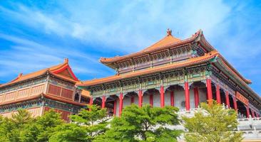 hermoso templo chino tradicional con cielo azul