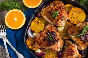 Roasted chicken with oranges and herbs