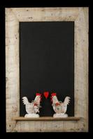 Vintage Valentines Love Roosters Chalkboard Reclaimed Wood Frame