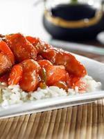 sweet and sour chicken on white rice