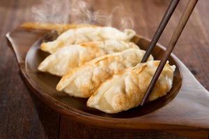 Close up fried dumplings photo