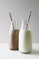 milk jugs vertical with regular and chocolate photo