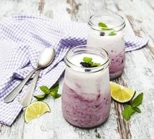 fresh fruit yoghurt with blackberries