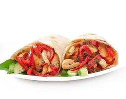 pita stuffed with chicken and peppers photo