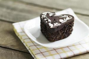 chocolate cake in a heart, valentine, dessert photo