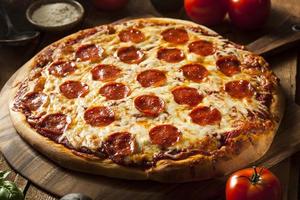 Hot Homemade Pepperoni Pizza photo