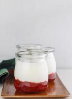 homemade yogurt strawberrie. photo