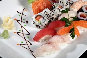 close up sushi and sashimi photo
