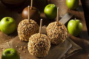 Homemade Taffy Apples with Peanuts