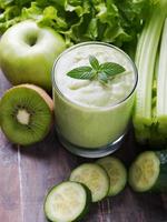 Green smoothie, vegetables and fruits